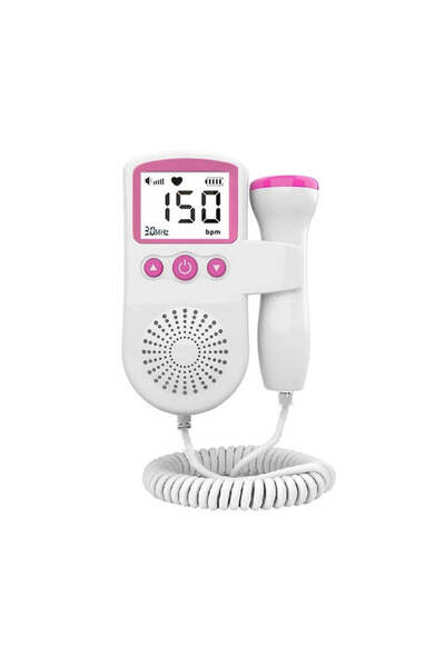 Tenzo Pink Fetal Doppler Monitor with LCD - Baby Heartbeat, 3 MHz Probe, Noise Reduction, Portable