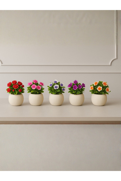 LABURN 3 قطع زهور زخرفية للشرفة والمقهى أزرق بلون الكوبالت زهور اصطناعية وشجر...