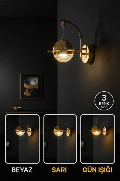 Bohem Aydınlatma Şapkalı GOLD Duvar Apliği 3 renk LED Modern Aplik