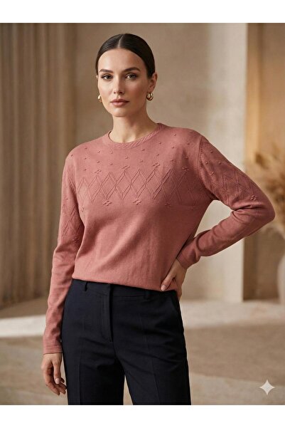 BAGİSTA BUTİK Elegant Patterned Detail Women's Knitwear Seasonal Sweater 115