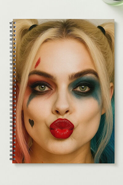 BLACKONECLASS غلاف كرتوني حلزوني معدني غير مسطر من نوع HARLEY QUINN A5، دفتر ...