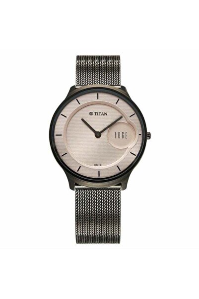 Titan ساعة إيدج مورالز التناظرية للرجال 1843QM07 - مينا رمادي، سوار من الفولا...