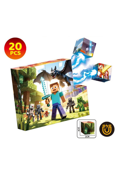 OEM Magnetic construction blocks, 20 pcs, Minecraft-compatible, STEM educational, ABS plastic, 3+ yrs