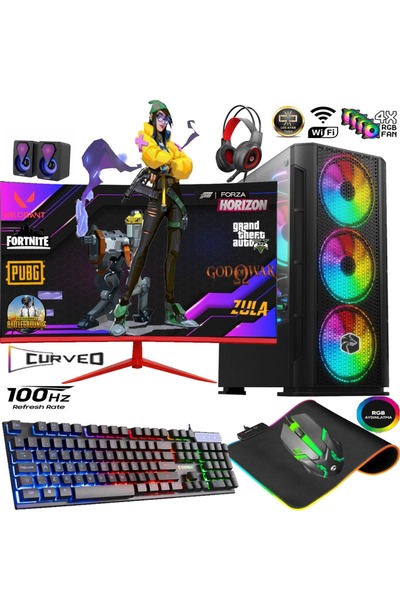 Apphirex TC70X Ryzen 5 5500 32GB 1TB M2 SSD RX580 8GB 24'' Curved Masaüstü Oy...