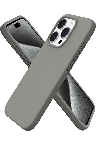 ELTERAZONE iPhone 15 Pro Max Slim Liquid Silicone 3-Layer Full-Cover Protective Case (Grey)