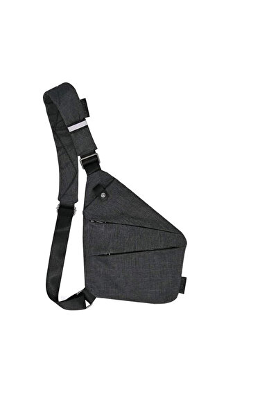 OEM Men's shoulder bag, 30 x 23 cm, for the left shoulder, polyester, gray, black