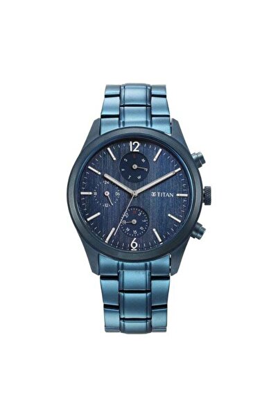 Titan ساعة رجالية 1805QM07 - علبة معدنية فاخرة، مينا كرونوغراف عصري