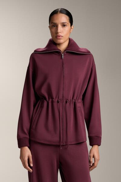 Oysho Adjustable waist knit collar jacket with brushed modal