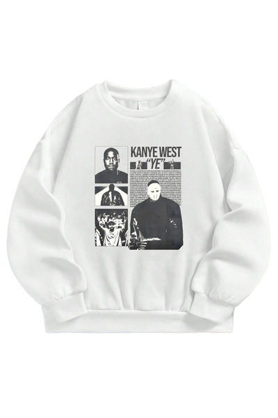 SVART WEAR كنزة كاني ويست يي مطبوع قصة فضفاضة للجنسين