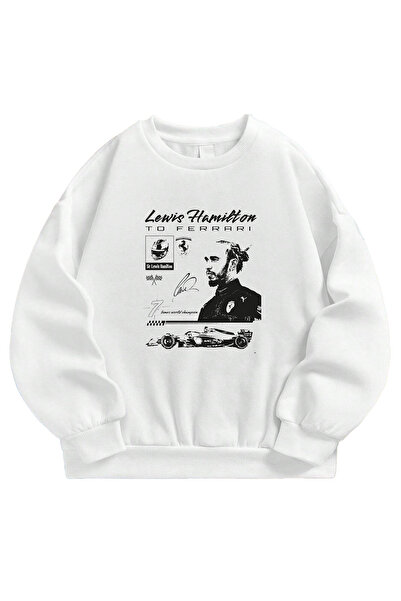 SVART WEAR سويت شيرت لويس هاميلتون مطبوع قصة فضفاضة للجنسين