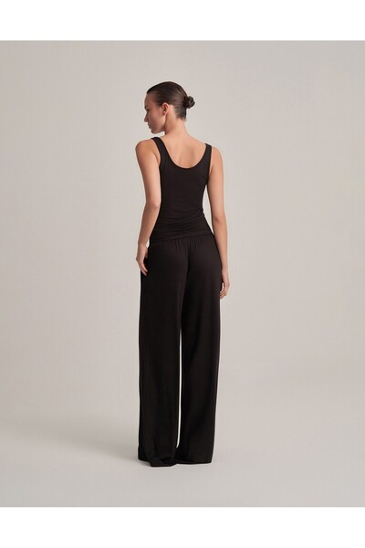 lessandromance RAHAT DÖKÜMLÜ PANTOLON SİYAH