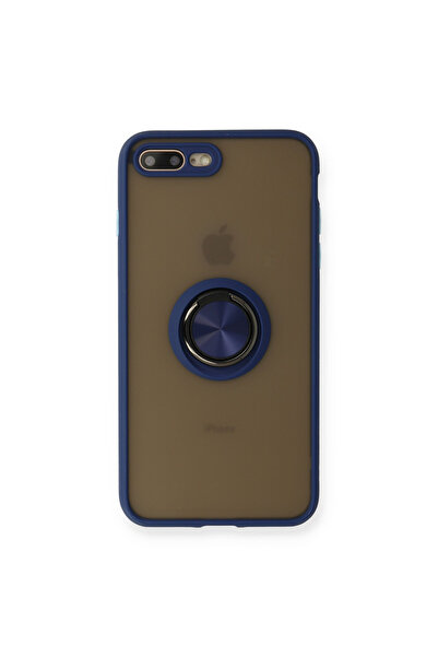 NewFace غطاء سيليكون مونتريال للآيفون 7 بلس مع حلقة - أزرق داكن