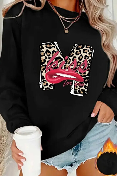 bb butik basic Φούτερ με χοντρό 3 νήματα B με τύπωμα M6980