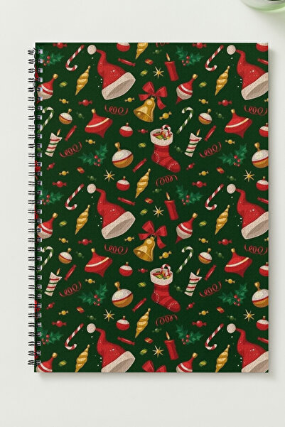 BLACKONECLASS YENİYIL (YILBAŞI) TEMALI A5 Metal Spiralli Çizgisiz Sert Kapak YENİYIL (YILBAŞI) TEMALI Defter