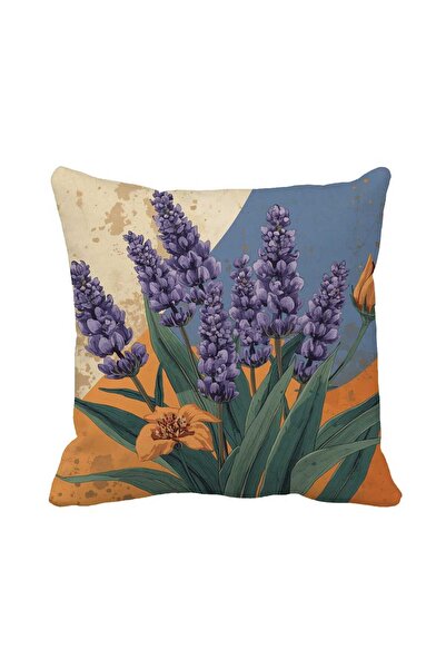 Queen Jera Husă de pernă cu model de flori de lavandă – Floare violetă botani...