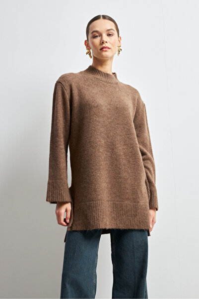 Bipantolon Women's Mink Turtleneck Soft Textured Basic Sweater