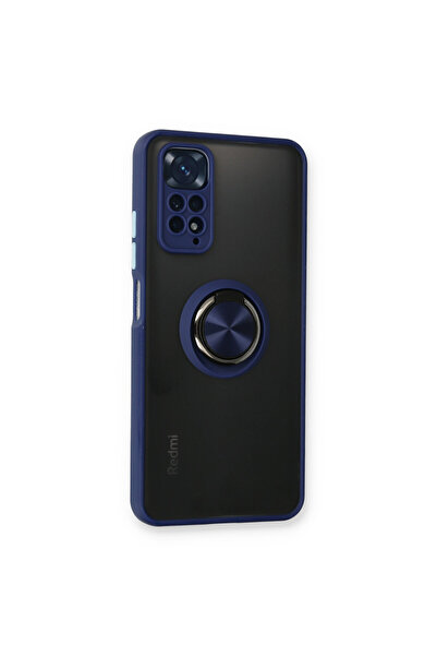 NewFace غطاء حماية سيليكون لهاتف Xiaomi Redmi Note 11 مع حلقة مونتريال - أزرق داكن