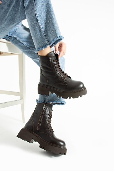 Bufu Willa Kadın Siyah Kalın Tabanlı Bağcıklı Postal Bot