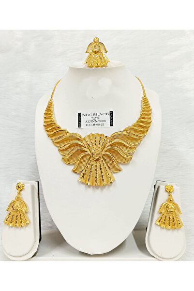 Generic Elegant Gold Plated Dual-Layer Medallion Set | Necklace, Earrings & Ring Combo