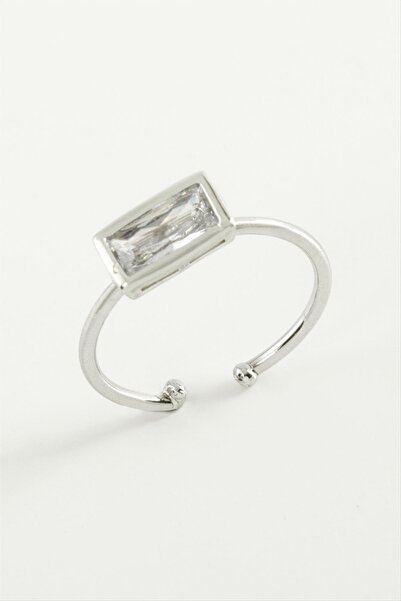 ZERO LAND 1593725739 حجر الزركون المستطيل (192537) خاتم-لون فضي