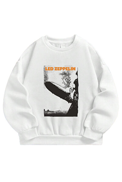 SVART WEAR سويت شيرت ليد زيبلين مطبوع قصة فضفاضة للجنسين