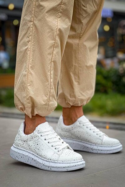 Mhoda Shoes حذاء رياضي كاجوال للرجال من RLX-X500 برباط من الجلد CBT - أبيض/فضي