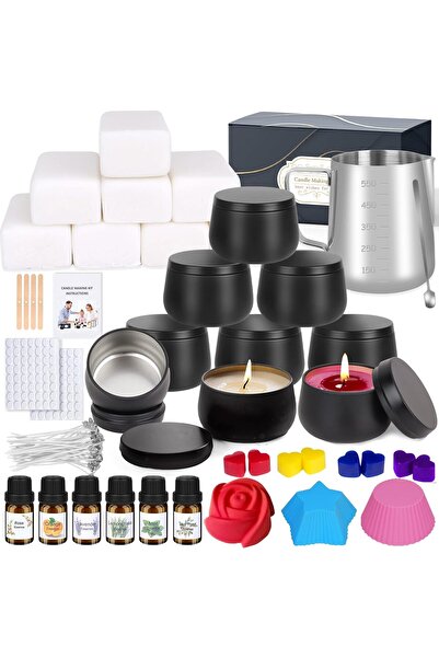 QuickStoq Mum yapma aksesuar kiti, 9 kokulu, fitil çıkartma ve karıştırma kaş...