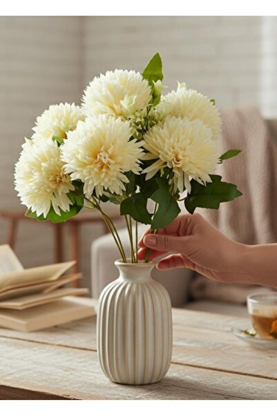 Nettenevime Artificial Flower Chrysanthemum Cream Color Snowball Large Size 7 Balls 40cm