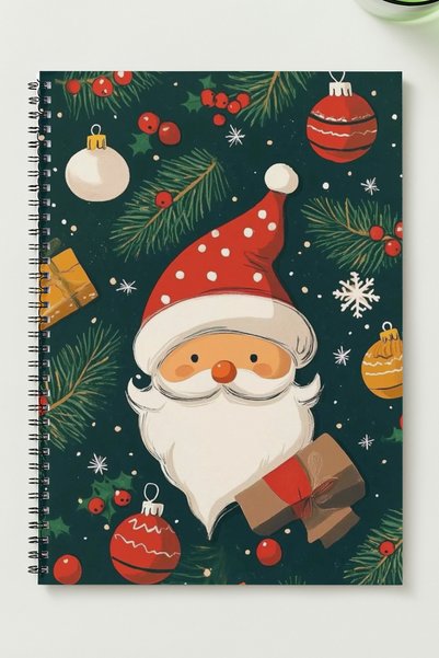 BLACKONECLASS New Year Themed A5 Metal Spiral Unlined Cardboard Cover New Year Themed Notebook