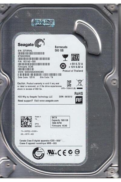 Seagate 500GB ST500DM002 BarraCuda SATA 3.0 7200 RPM 3.5" Harddisk (İthalat)