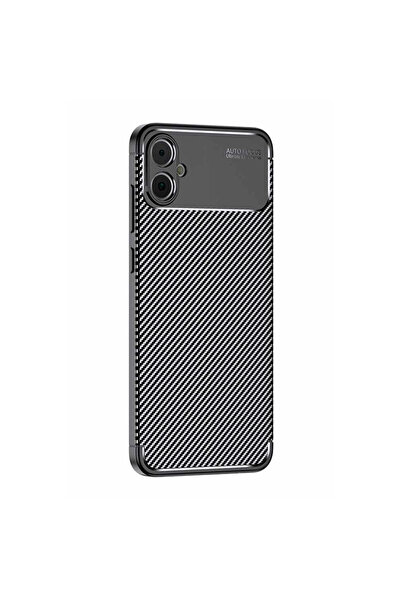 NewFace حافظة سامسونج جالاكسي A05 ذات غطاء كربوني بتركيز تلقائي - أسود