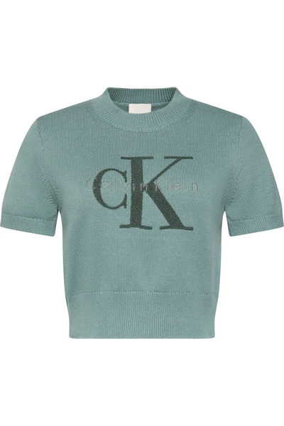 Calvin Klein CHUNKY COTTON GRAPHIC VEST Kadın Turkuaz T-Shirt