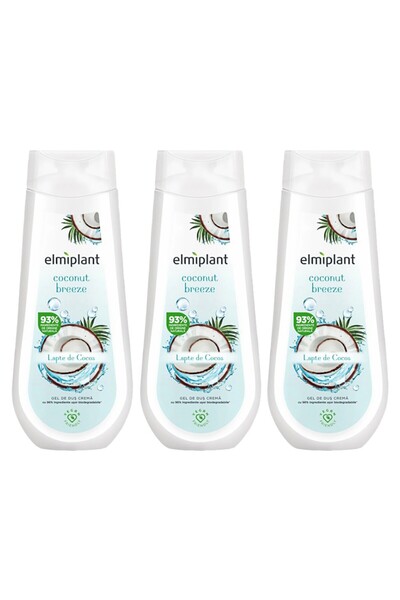 ELMIPLANT Set of 3 x Coconut Breeze Cream Shower Gel, 400 ml