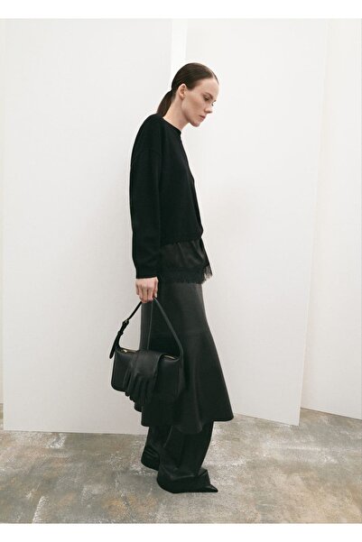 MANGO Woman Deri görünümlü omuz çantası