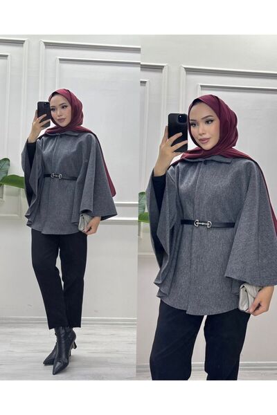 moda acar معطف بانشو بتفاصيل حزام