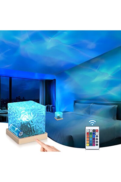 NEONI جهاز عرض ضوئي على شكل موجة المحيط - لاسلكي قابل لإعادة الشحن، 16 لونًا، 4 أوضاع