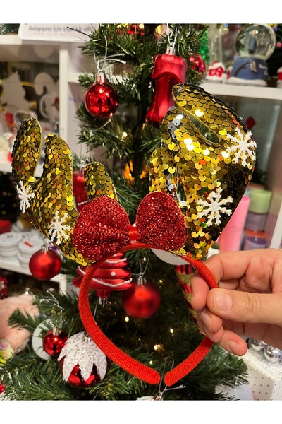 Kırmızı Gold Yeşil Payetli Geyik Boynuzu Taç – Yılbaşı Noel Parti Saç Aksesuarı