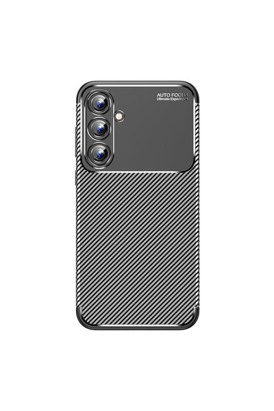 NewFace حافظة سامسونج جالاكسي A15 4G ذات غطاء كربوني بتركيز تلقائي - أسود