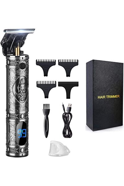 SUTTİK Professional Cordless T-Blade Hair Trimmer for Men with LCD (Gray)