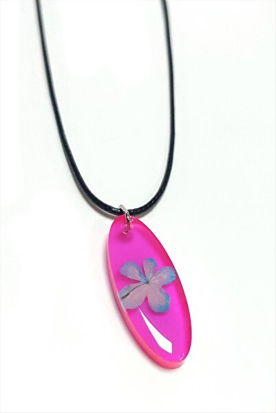 ZERO LAND 1592836739 Snowball Flower Oval (203628) Epoxy Pendant-Fuchsia