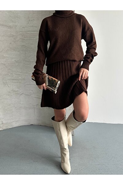 SOLİS MODA Women's Knitwear Skirt Suit