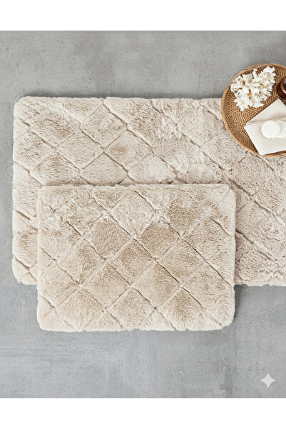 English Home Soft Touchh Rabbit Plush Bath Mat Set-Beige 60X90-45X60