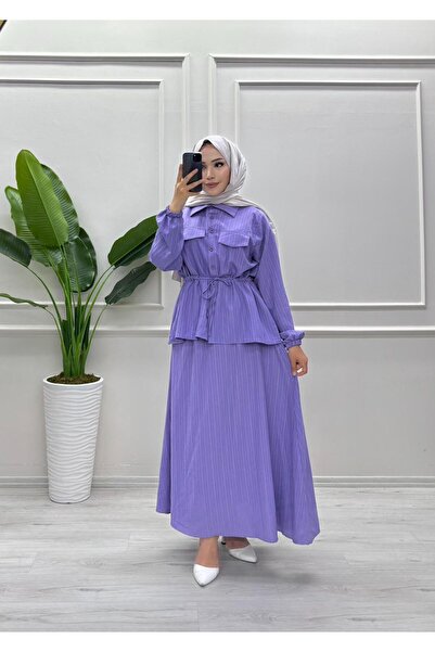 moda acar Bürümcük Fabric Suit with Skirt