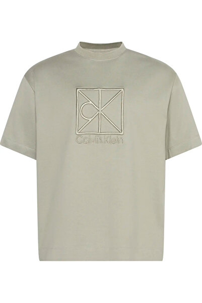 Calvin Klein Ss Rlxd Premium Interlock Emblem Men's Cream T-Shirt