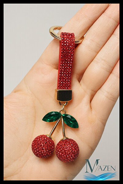 MAZEN Breloc Premium Crystal Red Cherry |   Charm pentru geantă |   Accesoriu...