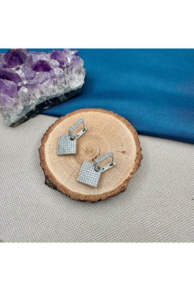 Opia Takı & Aksesuar Zircon Stone Dangle Hoop Earrings