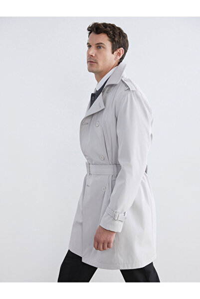 LC Waikiki معطف بيج ذو قصة قياسية وياقة جبردين للرجال