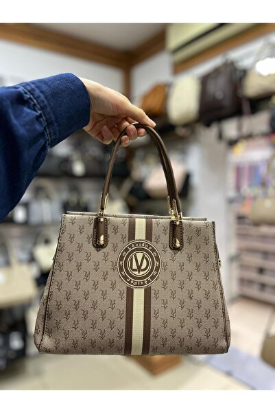 Levidor Camel Monogram Patterned Women's Handbag -930361