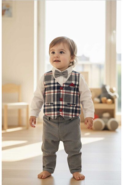 Butik Babydola Baby Bow Tie Shirt Pants Vest 4-Piece Set