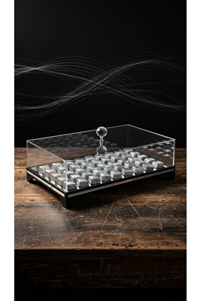 ADENZ Çikolata Hediye Bohça Çeyiz Nişan Kutusu Silver - Şeffaf Pleksi